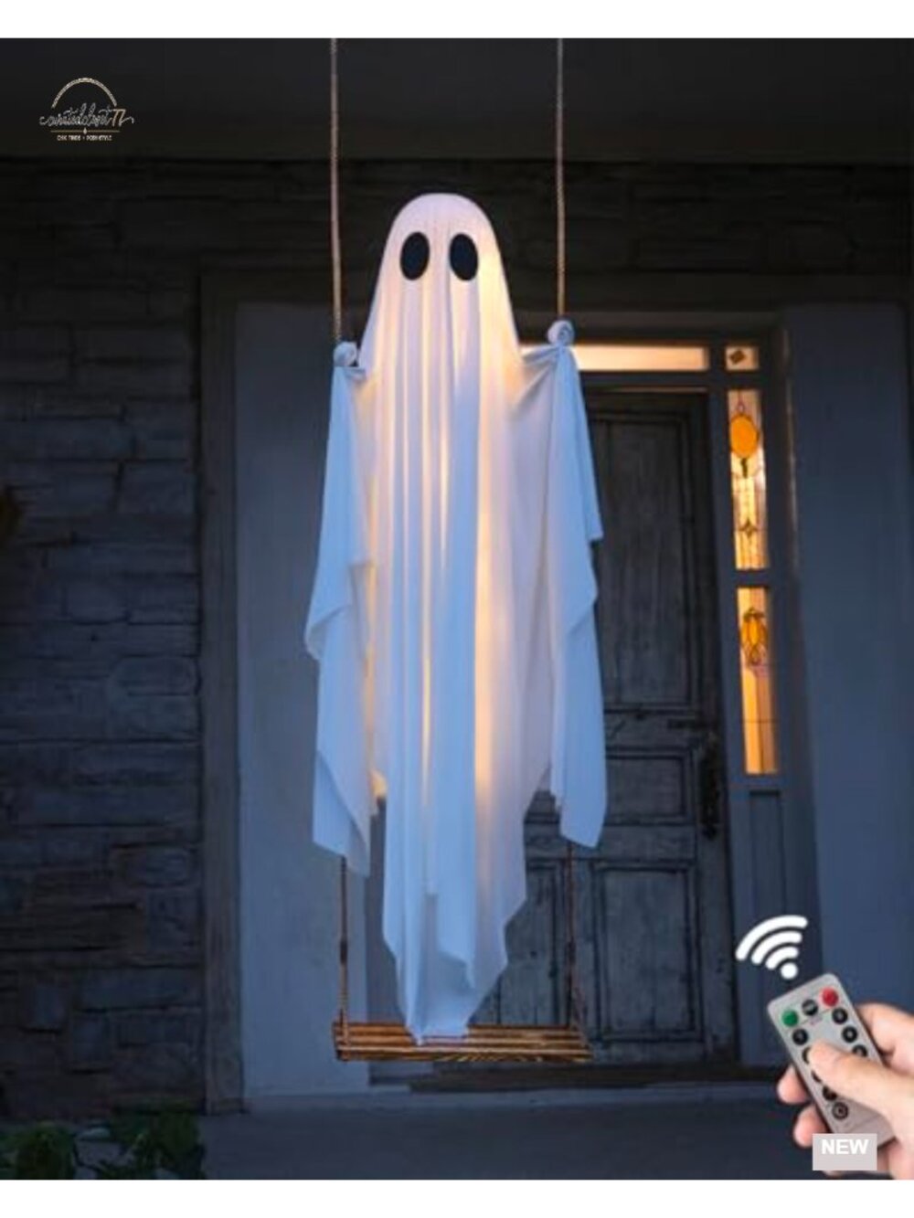 5FT Hanging Ghost Halloween Decor with LED Lights & Remote